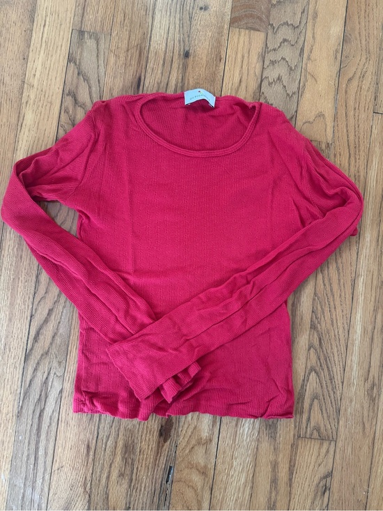 Gil Rodriguez Tops - Gil Rodriguez Women's Red Long-Sleeve Ribbed Crewneck Top